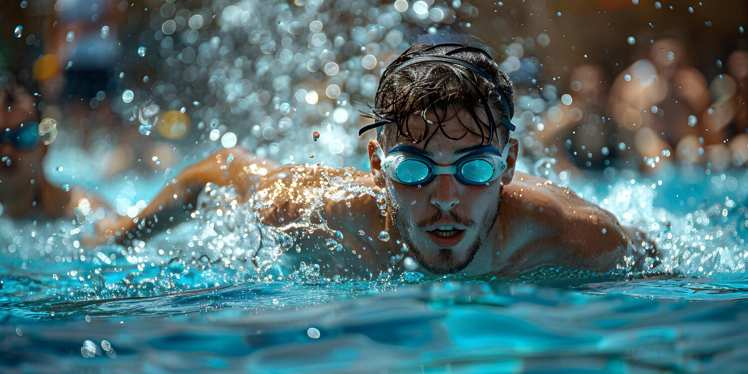 een man met een duikbril in het water baantjes aan het trekken om te profiteren van de voordelen van zwemmen