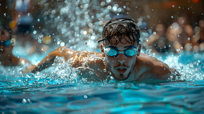 een man met een duikbril in het water baantjes aan het trekken om te profiteren van de voordelen van zwemmen